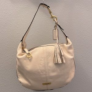 Coach Pebbled Leather Hobo Bag in Pearl